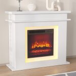 Chemin�e �lectrique murale - luminarix - 101x34. 5x88. 8 cm - flamme 3d - r�glage de luminosit� - blanc ...