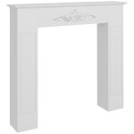 Manteau de chemine style baroque - dim. 101l x 19l x 100h cm - bois de sapin blanc effet vieilli