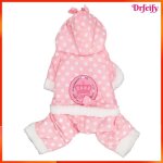 Manteau dhiver pour chien - akozon - une pi�ce � capuche - polyester / coton - pois - rose