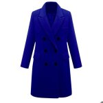 Manteau femmes chaud longue epais slim fit business hiver trench - coat xh738 bleu