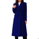 Manteau femmes chaud longue epais slim fit business hiver trench - coat xh739 bleu