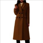 Manteau femmes chaud longue epais slim fit business hiver trench - coat xh739 marron