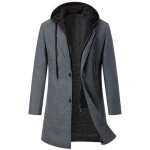 Manteau homme � capuche chaud long epais slim fit business hiver trench - coat xh724 gris