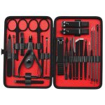 De manucure en acier inoxydable ciseaux  ongles kit de pdicure avec tui de voyage en cuir noir coupe ...
