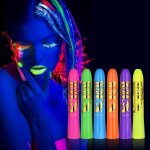 Maquillage enfant - crayons de peinture fluo fluorescents uv - 6 couleurs - festival halloween cosplay ...