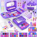 Maquillage enfant jouet filles 4 5 6 7 8 9 10 + ans80 pcs lavable malette maquillage jouet pour enfantvalise ...
