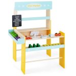 Costway marchande enfant 3 ans + en bois - 36 légumes et fruits machine pos tableau noir et scanner Costway marchande enfant 3 ans + en bois - 36 légumes et fruits machine pos tableau noir et scanner
