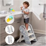 Marche pied enfant tabouret 3 marches pour b�b� hauteur r�glable pliable antid�rapant parfait pour cusine ...
