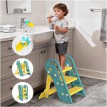 Marche pied enfant tabouret 3 marches pour b�b� hauteur r�glable pliable antid�rapant parfait pour cusine ...