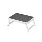 Marche pied pliant en acier hailo one step - blanc - 1 marche - surface antid�rapante