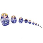 Marchelec s�rie de 10pcs poup�es russes matriochkas en bois peints - bleu