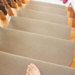 Marchettes descalier en tapis antid�rapantes 65 x 21 x 4 cm brun clair (lot de 15) pour marches d?escalier ...