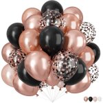 Margaux lonnberg - ballon noir or rose 60 pi�ces ballon de baudruche or rose ballons anniversaire noir ...