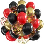 Margaux lonnberg - ballons noir rouge or set helium ballon anniversaire 60 pi�ces 12 pouces ballons de ...