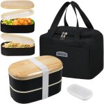 Margaux lonnberg - bento lunch box 1500ml double couche bo�te repas anti - fuite avec couverts + sac ...