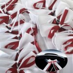 N?uds en satin - mariage - 50 pcs - blanc et rouge - dcoration de voiture - rutilisables