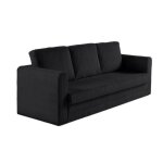 Marilia - canap� 3 places - convertible d�plimousse - en velours c�tel� - noir