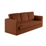 Marilia - canap� 3 places - convertible d�plimousse - en velours c�tel� - terracotta