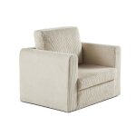 Marilia - fauteuil - convertible d�plimousse - en velours c�tel� - beige