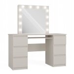 Marina - coiffeuse 6 tiroirs avec miroir et clarirage led - beige