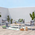 Maringo salon de jardin bas blanc alu 4p