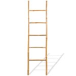 Market® Échelle à serviettes 5 échelons décor - porte serviette échelle bambou 150 cm 53194 Market® Échelle à serviettes 5 échelons décor - porte serviette échelle bambou 150 cm 53194