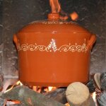 Marmite de cuisson de 9 l en terre cuite dcore - d 25. 5 cm