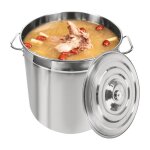 Marmite inox 50l grande casserole avec poign�es fond plat couvercle escamotable