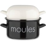 Marmite  moule baumalu 20 cm - dcor moules - couvercle blanc - noir
