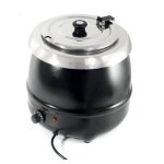 Marmite � soupe bain - marie 8 l ? inox rev�tement noir �34 cm couvercle � charni�re 435w