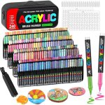 Marqueurs acryliques � pointe pinceau - trousse portable avec nuancier de couleurs et 20 pointes de rechange ...