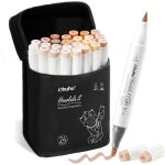 Marqueurs � double pointe - ohuhu - 24 + 1 couleurs chair - pointe pinceau et biseau - encre � base dalcool ...