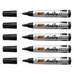 Marqueur permanent - bic - marking 2000 - pointe ogive large - lot de 5 - noir