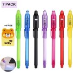 Marqueurs et surligneurs - dazspirit - stylo espion  encre invisible - 7pcs - couleurs assortis - effaable ...
