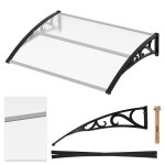 Marquise de porte 150x100 cm en polycarbonate transparent 5 mm toit de protection pluie neige uv supports ...