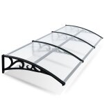 Marquise de porte 300 x 100 cm en polycarbonate transparent 5 mm toit de protection pluie neige uv supports ...