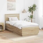 Marron cadre de lit moderne sarazyj lit chambre ch�ne sonoma 90 x 190 cm bois ding�nierie e3168