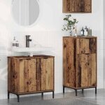 Marron ensemble de mobilier de salle de bain 2 pi�ces sarazyj armoire wc moderne bois ancien e1669