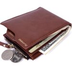 Marron rfid blocage portefeuille pour homme en pu cuir porte monnaie avec poche  monnaie et porte - ...
