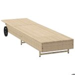 Promotion mars * bain de soleil - yunyan - chaise longue - 110 kg par si�ge - avec roues et coussin beige ...