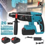 Marteau perforateur sans fil de 26 mm fonction 3 en 1 : per�age / martelage / burinage ? �quip�e de 2 ...