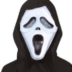 Masque - assassin - enfant - pvc blanc - capuche noire - 5 ans et plus