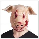 Masque de dguisement cochon sanglant en latex - rouge et rose - adulte