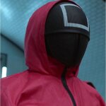 Masque de gestionnaire squid game - ecelen - rouge - accessoire de fte