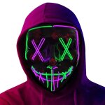 Masque dhalloween led light lumire - biencome - violet + vert - modes: lumire fixe flash lent flash ...
