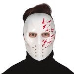 Masque hockey pvc blanc tches sang adulte