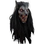 Masque de loup - garou black moon - horrorshop - dguisement dhalloween - noir et gris - adulte