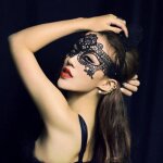 Masque loup vnitien en dentelle noire pour dguisement - accessoire visage adulte pour lextrieur
