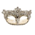 Masque vnitien baroque or pour femme - blanc - strass - costume renaissance