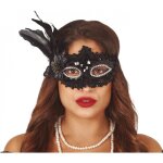 Masque vnitien noir paillettes pour les marchs et ftes mdivales. les accessoires dpoque ou du moyen ...